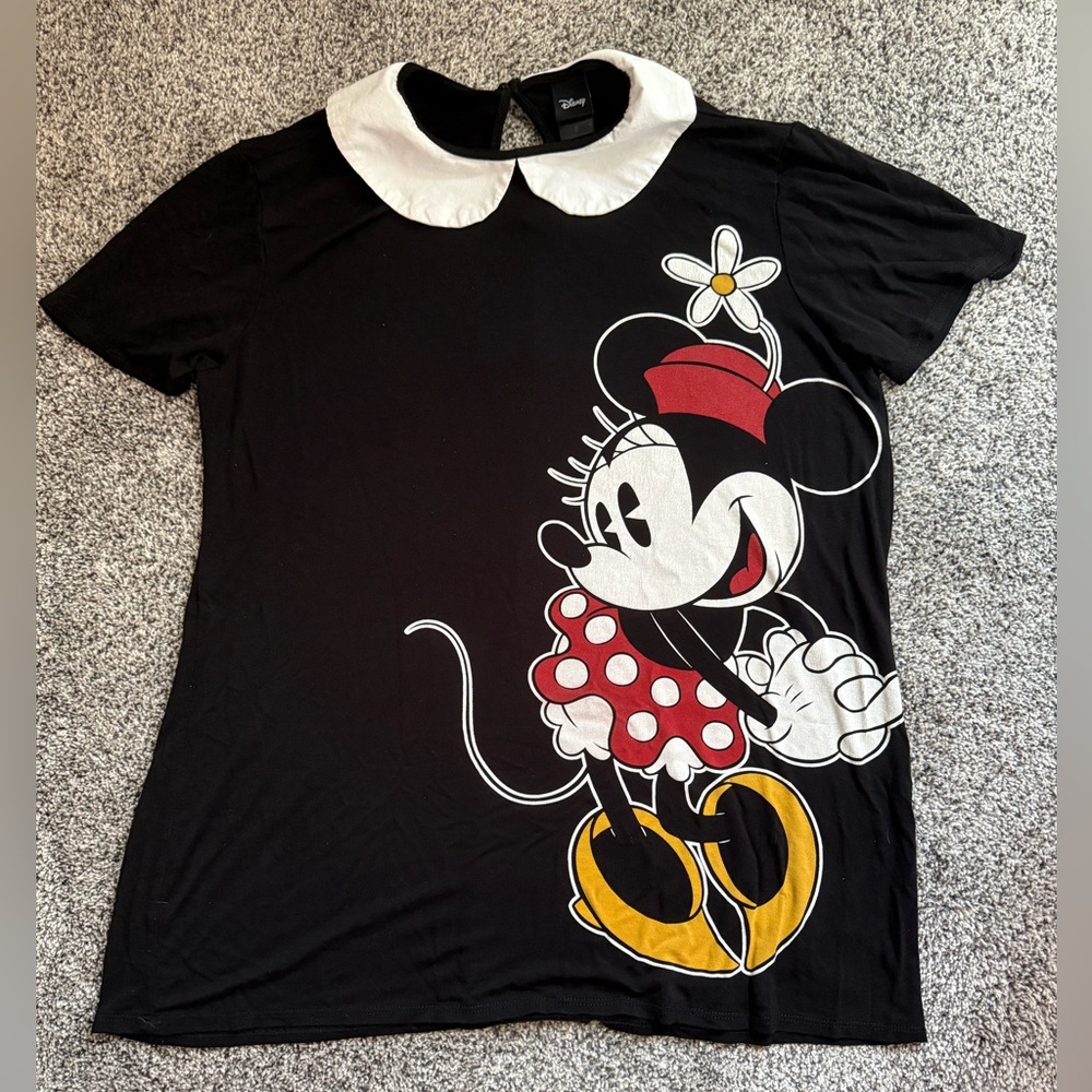 Disney Minnie Mouse Key-hole Back Peter Pan Collared Blouse